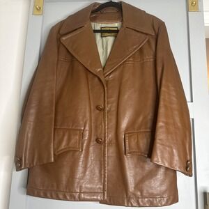 Vintage '70's Robert Lewis Idea Lambskin Leather Jacket Camel- Mens Size 40 Long